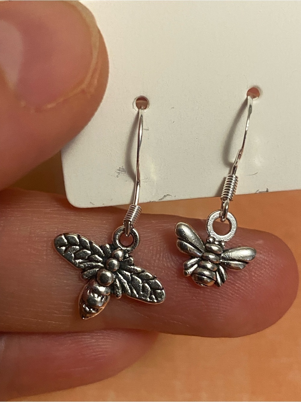 Silver Bee Charm Dangle Earrings - Women Jewelry